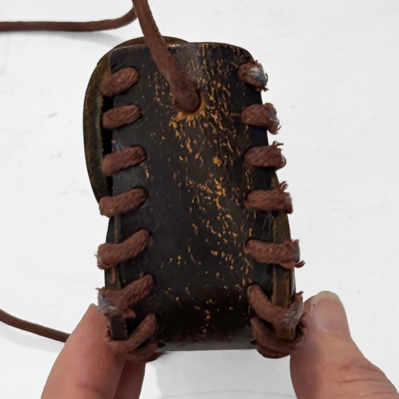 VTG Dark Brown Leather Mexican Tooled Tiny Coin Purse Pouch Floral Boho Handmade - Picture 6 of 9